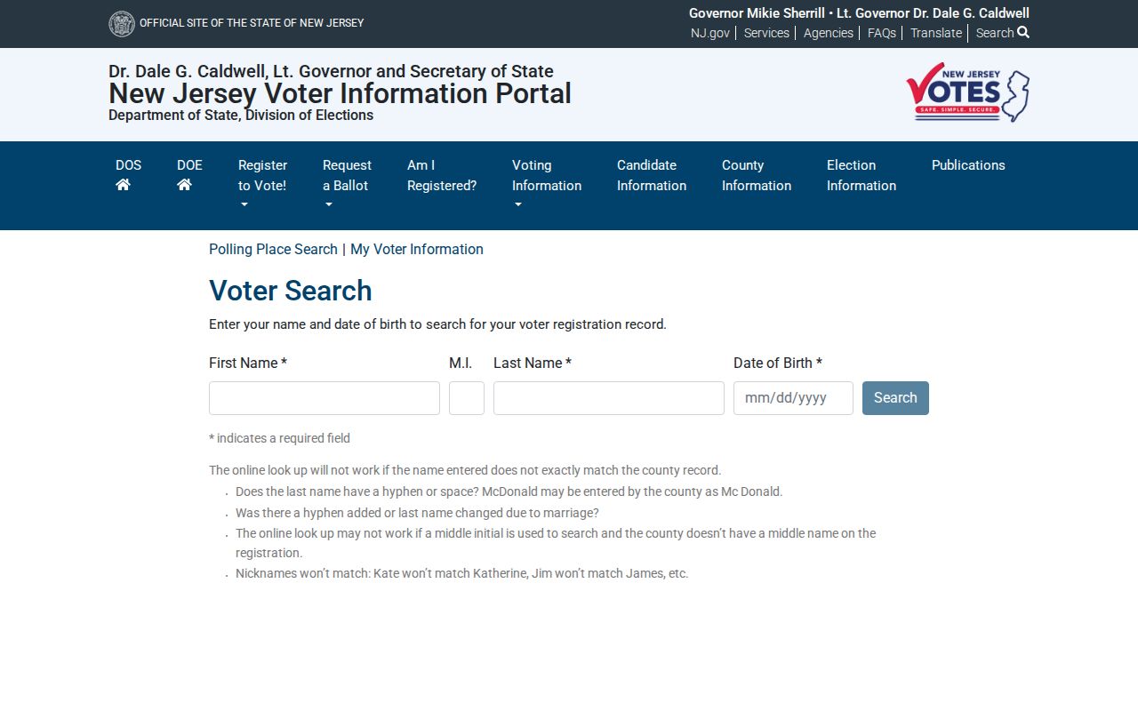 Atlantic City residents directory New Jersey voter lookup form