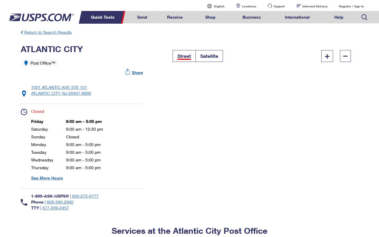 Atlantic City ZIP code directory USPS 08401 post office result
