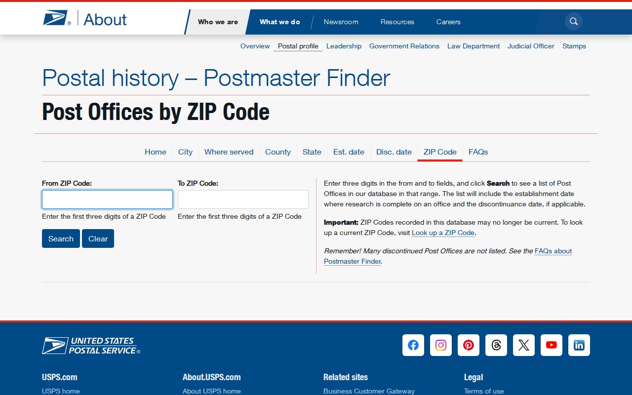 Atlantic City ZIP code directory USPS postmaster finder controls